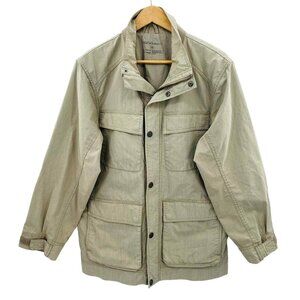 Gorpcore Eddie Bauer‎ Sport Barn Chore Jacket Mens M Khaki Cotton Blend Full Zip